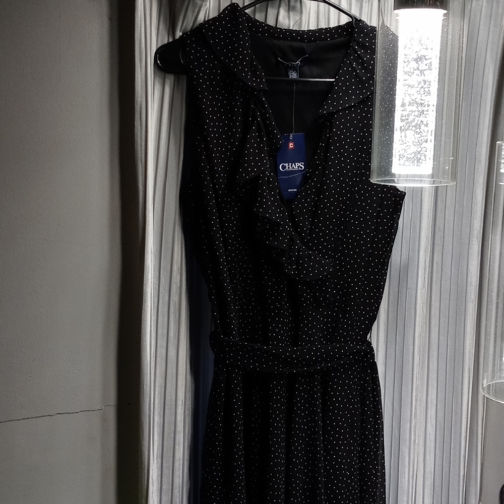 NWT CHAPS Black Polka dot DRESS 🖤